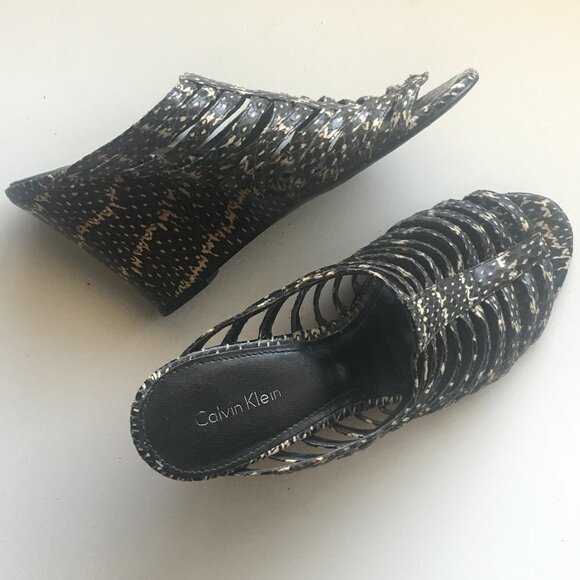 Calvin Klein Wedge Phillipa Snakeskin Strappy Shoe - Picture 12 of 13